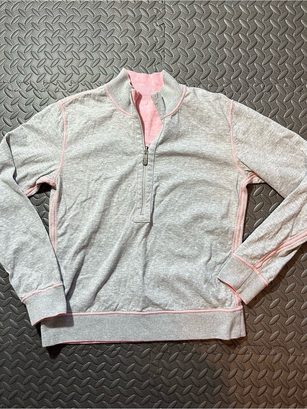 Tommy Bahama Reversible Half-Zip Pullover Sweatshirt - Gray / Pink